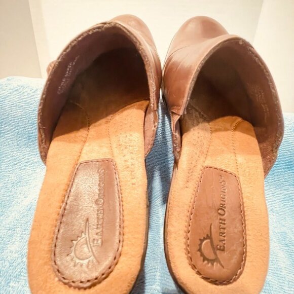 Earth Origins Addison Shoes Womens Size 7.5M Brown Leather Slip On Mules Comfort - Picture 6 of 15
